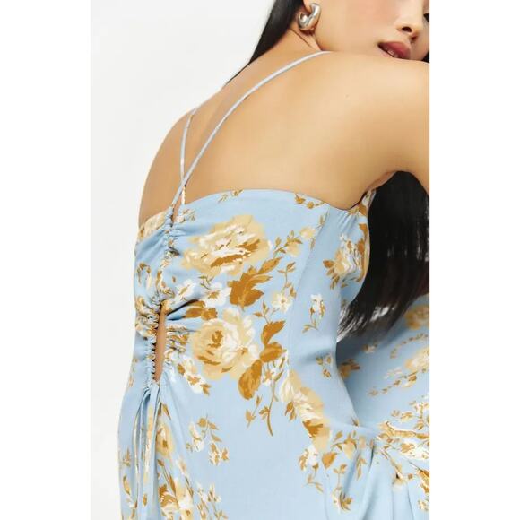 NEW Reformation Dover Midi Dress Light Blue - Picture 2 of 9